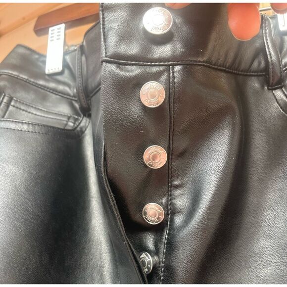 Aritzia Wilfred Black faux Leather High-Waisted Pants, hidden button closure, 2 - Picture 2 of 10